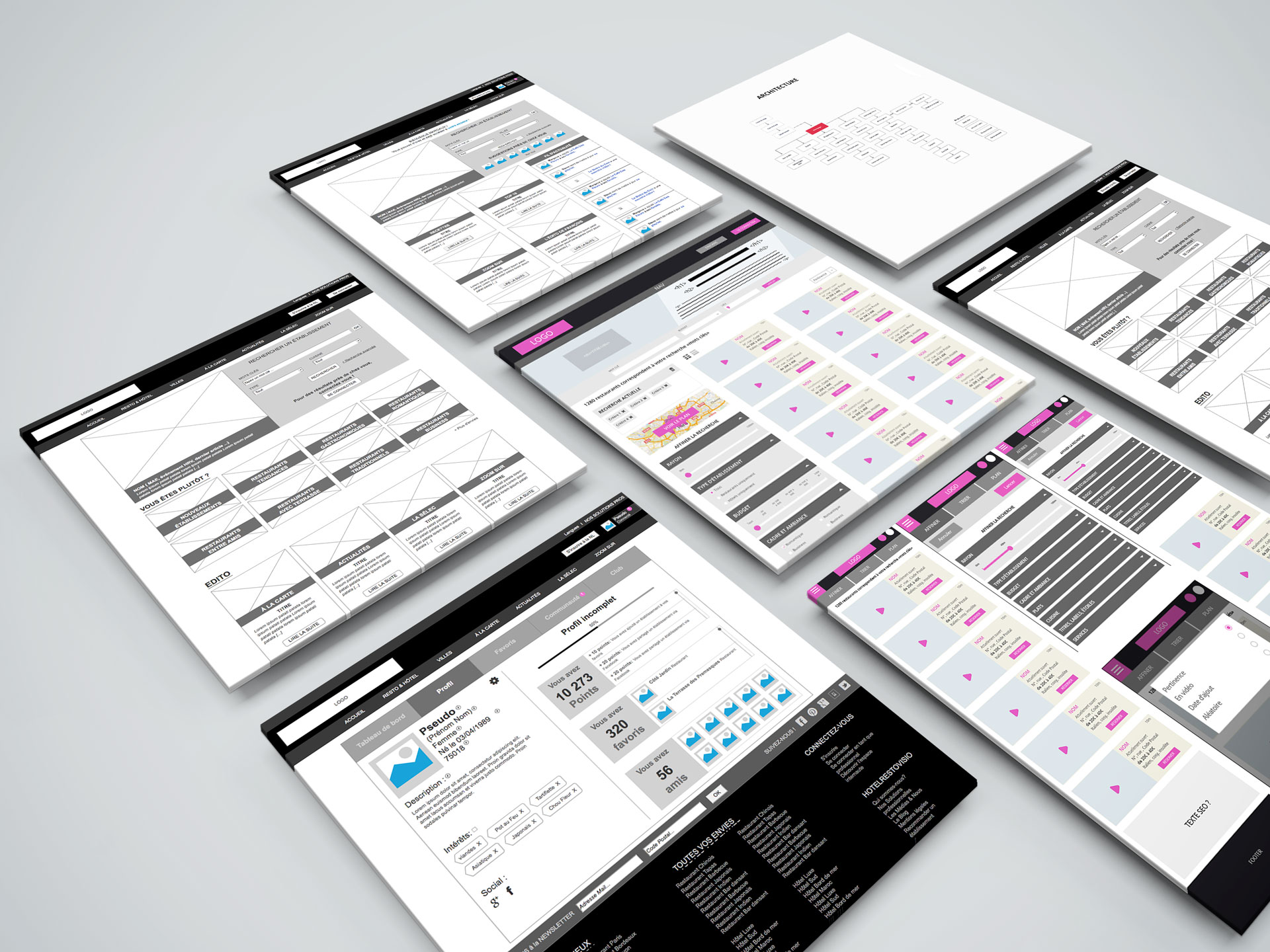 Hotelrestovisio wireframes